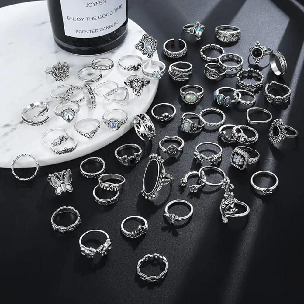 Elegant Silver-Tone Ring Sets - Picture 2 of 6